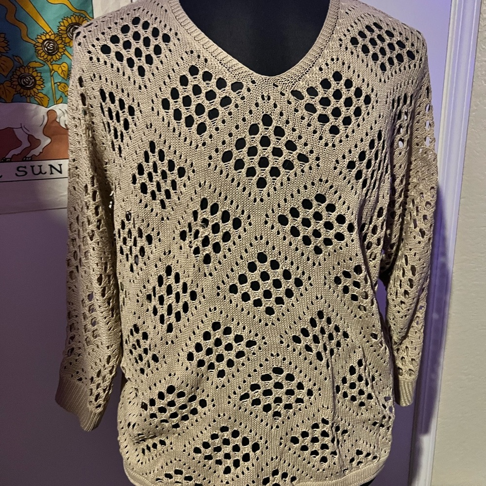 Elegant Tan V-Neck Sweater